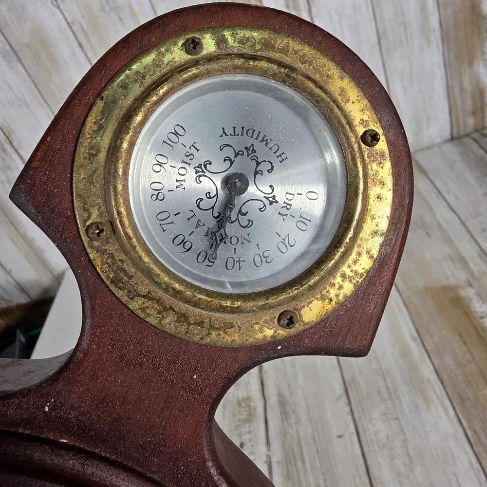 VTG Taylor Mahogany Banjo Wood Weather Station Barometer Thermometer Mid Century